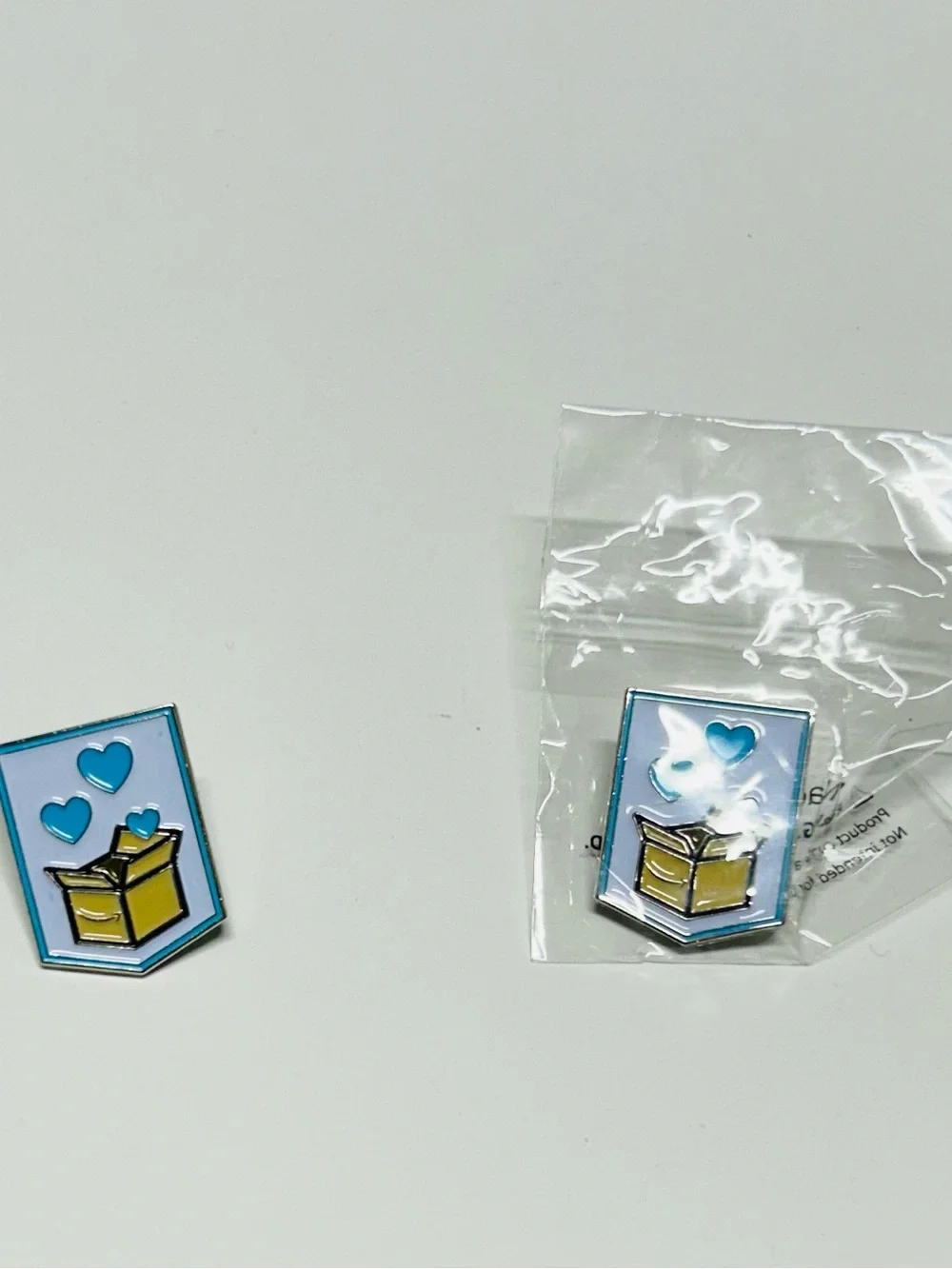 Amazon Blue and Yellow Kids Enamel Pin Set – Heart & Box Design